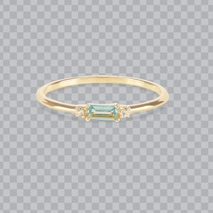 Mejuri dewdrop baguette ring in swiss blue topaz (discontinued)